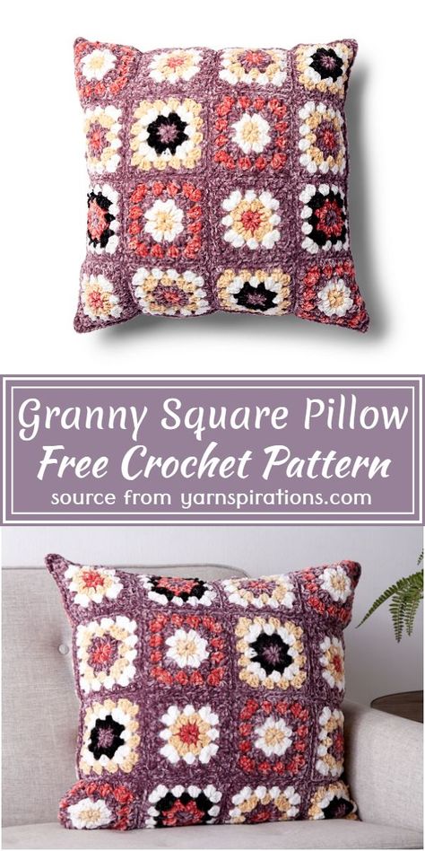 Granny Square Crochet Pattern Pillow, Crochet Granny Square Pillow Pattern, Granny Square Throw Pillow, Granny Square Pillows, Granny Square Crochet Pillow Pattern Free, Crochet Pillow Cover Pattern Free Granny Squares, Granny Square Pillow Cover Free Pattern, Crochet Pillow Cover Granny Square, Granny Square Pillow Pattern Free