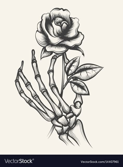 Skeleton Hand Holding Flower, Skeleton Hands Drawing, Hand Holding Flower, Skeleton Hand Holding, Holding A Rose, Skull Rose Tattoos, Skeleton Drawings, Skeleton Hand Tattoo, Tattoo Art Drawings