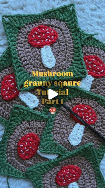 Lara | crochet art ❥ slow living on Instagram: "🍄- GRANNY SQAURE TUTORIAL PART 1  In this part i show you how to do the mushroom head and the bottom. In the other part I‘ll show you how to crochet the granny square + the sewing part of the mushroom 🥰  So leave me a „🍄“ in the comments to show me how excited you are for part 2 🧶  The inspo for this granny square was the written pattern from Rachel Veenstra on Pinterest (i just did a few things differently)   Happy crocheting 🧚🏻 • • • #crochet #crocheting #crochetersofinstagram #handmade #madewithlove #häkeln #tutorial #crochetaddict #crochetlove #grannysquare #freepatterncrochet #freepattern #yarnlove #mushrooms #fallvibes #handcrafted #howto #diy #crochettutorial #viral #reels #fy #fyp #foryou #instagram #instagood #fiberart #art #cr Crochet Mushroom Granny Square, Mushroom Granny Square, Book Sleeves, Mushroom Head, Crochet Mushroom, Viral Reels, Crochet Stitches For Beginners, The Mushroom, Crochet Inspiration