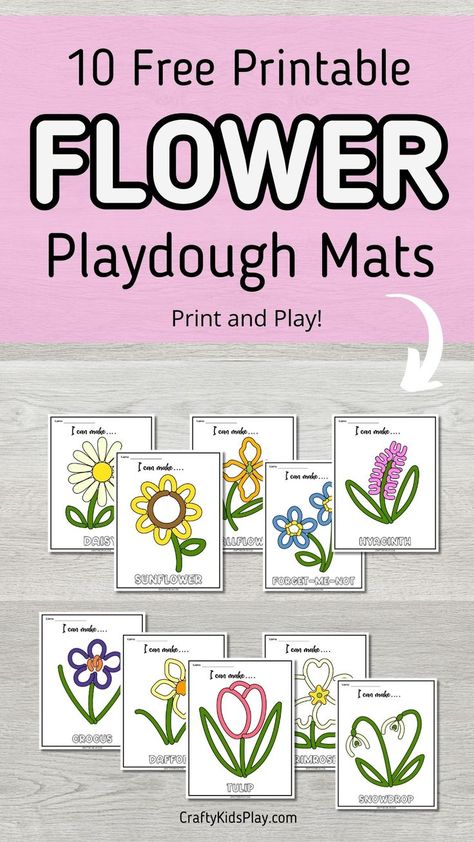 flower playdough mats Flower Playdough, Playdough Printables, Preschool Playdough, Spring Theme Preschool, Playdoh Mats, Sensory Play Toddlers, Easy Toddler Crafts, Spring Kindergarten, Playdough Activities