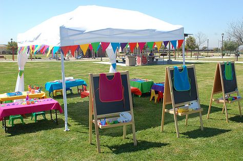 Outdoor Paint Party For Kids, Kids Painting Party, Mobiles For Kids, School Open House, Kids Spa, 5th Birthday Party Ideas, Paint Booth, Wedding Event Decor, Painting Party