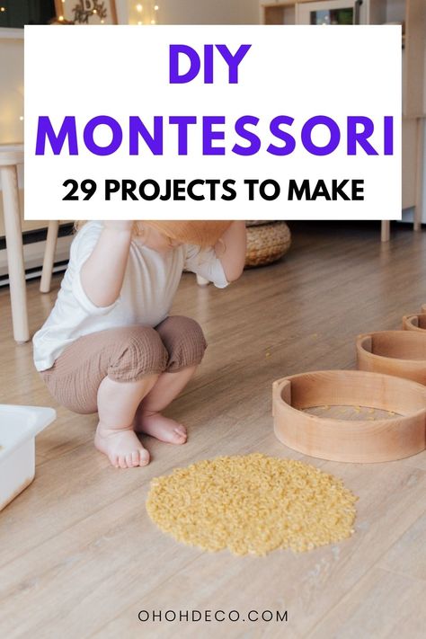 Unlock your child's full potential with DIY Montessori projects. Explore the benefits of making your own Montessori materials at home, learn how to adapt them to your child's unique needs, and witness the incredible impact they can have on fostering independence, concentration, and a love for learning. Infant Montessori Activities Diy, Montessori After School Activities, Diy Montessori Toys Dollar Tree, Cheap Montessori Ideas, Diy Montessori Activities Preschool, How To Make Montessori Toys, Diy Montessori Toys 9-12 Months, Montessori 12-18months, Infant Montessori Activities