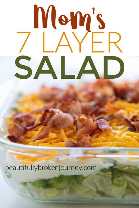 Overnight Salad Layered, 7 Layer Salad Dressing Mayo And Sugar, 7layer Salad, Chicken Breats, Broccoli Salads, Shortcake Trifle, Family Salad, 7 Layer Salad, Vegetable Salads