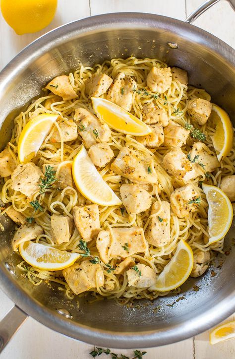 Honey Lemon Chicken with Angel Hair Pasta - Easy, ready in 20 minutes, and you'll love the tangy-sweet flavor!! A healthy weeknight dinner for those busy nights!! Chicken With Angel Hair Pasta, Lemon Curd Dessert, Angel Hair Pasta Recipes, Lemon Chicken Pasta, Honey Lemon Chicken, Pasta Easy, Averie Cooks, Food Pasta, Healthy Weeknight Dinners