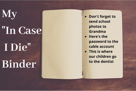 My "In Case I Die" Binder: Important (and Neurotic) Info Estate Planning Checklist, Emergency Binder, Household Binder, Military Mom, Life List, Emergency Plan, Monthly Expenses, When I Die, Organization Printables