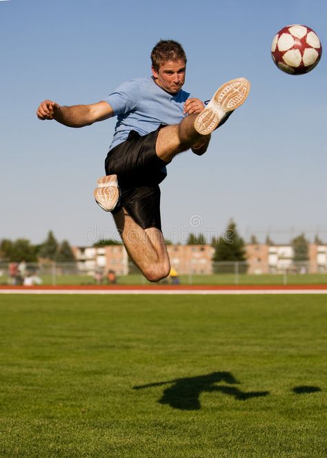 Male soccer. Athletic male in the air kicking a soccer ball , #affiliate, #Athletic, #soccer, #Male, #male, #ball #ad Soccer Poses, Football Poses, Ball Image, Green Lights, Action Pose Reference, Male Pose Reference, Anatomy Poses, Body Reference Poses, Human Poses Reference