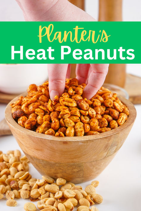 Planters Heat Peanuts are a deliciously spicy snack made with simple ingredients. They make for the perfect crunchy treat on road trips! Fans of Planters Heat Peanuts are sure to enjoy these flavorful spicy nuts—perhaps even more than the original! Raw Peanuts Recipes Snacks, Seasoned Peanuts Recipes, Hot Peanuts Recipe, Peanut Recipes Snacks, Spicy Peanuts Recipe, Football Sunday Food, Spiced Nuts Recipe, Sunday Food, Spicy Nuts