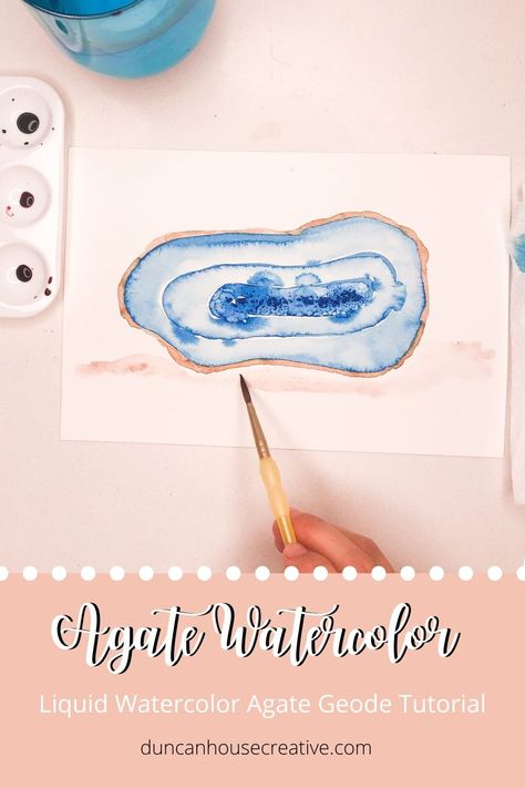 Geode Watercolor Paintings, Geode Tutorial, Easy Watercolor Tutorial, Tutorial Painting, Watercolor Tutorial, Liquid Watercolor, Art Camp, Aesthetic Rooms, Easy Watercolor