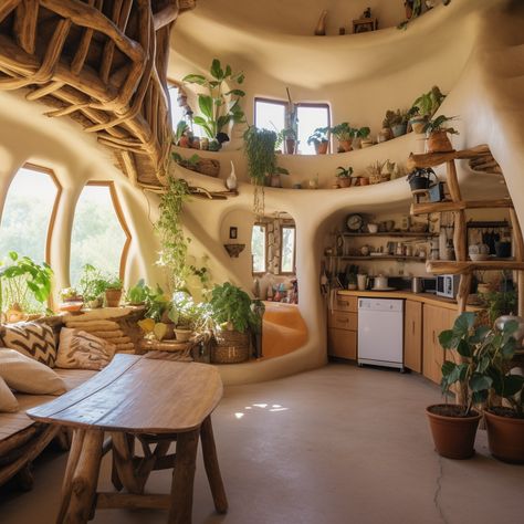 Bini Shell Homes, Cob House Interior Kitchens, Cob Houses Interior, Cobb Tiny House, Earth Home Design, Earthship Living Room, Cob House Living Room, Two Story Cob House, Taurus House Aesthetic