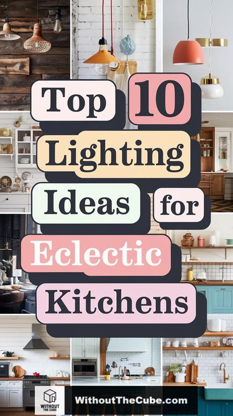 Eclectic kitchens can be transformed with the right lighting choices that reflect personal style and enhance functionality. Consider unique fixtures, such as vintage chandeliers or modern pendants, to create a focal point. Explore various lighting layers and styles, and discover how to harmonize them for a truly distinctive kitchen ambiance. #HomeDecor #KitchenDesign #EclecticKitchens #BohoStyle #VintageVibes #LightingIdeas Midcentury Modern Kitchen Light Fixtures, Creative Pendant Lights, Unique Kitchen Lighting Fixtures, Cottagecore Kitchen Lighting, Cafe Lights Indoors, Trending Light Fixtures 2024, Gold Kitchen Light Fixtures, Over The Island Light Fixtures, Kitchen Ceiling Lights Ideas