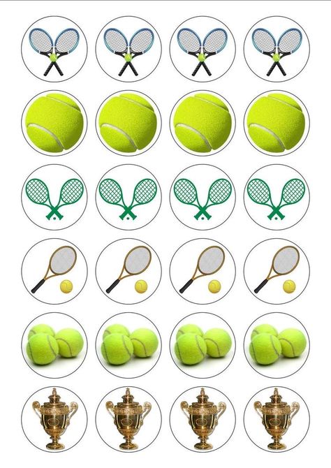 Tennis Cupcakes, Tennis Birthday Party, Tennis Cake, Wimbledon Party, Tennis Wimbledon, Sports Themed Cakes, Tennis Birthday, Edible Wafer Paper, Tennis Party