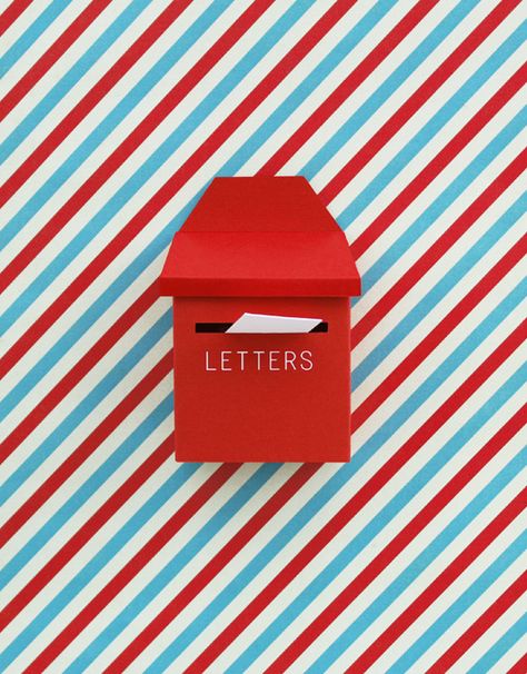 DIY mini post box + mail by upon a fold Post Boxes, Desain Signage, Paper Lovers, Post Box, Letter Box, Red Turquoise, Snail Mail, Classroom Ideas, Mailbox