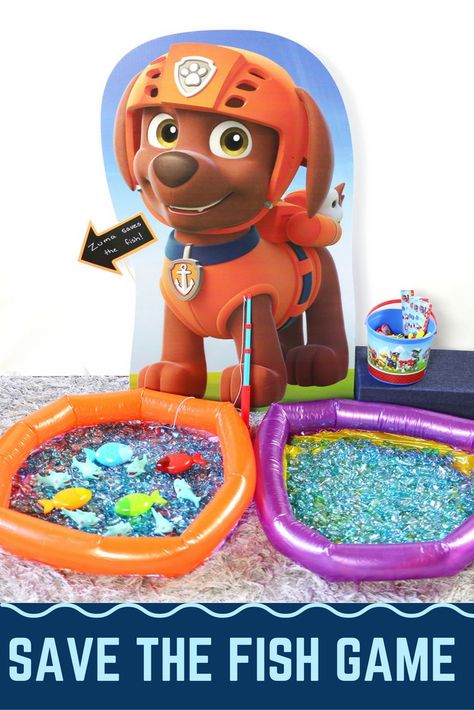 Keep guests busy at your next Paw Patrol party with these themed games and activities from @sorieeevents! We’re excited to share this Paw Patrol DIY Zuma Saves The Fish Game you can make yourself. Zuma is the water diving puppy in Paw Patrol. He is called on to help with any water-related missions. Using the magnetic fishing game from Oriental Trading, your party guests will save the fish from shark infested waters. Paw Patrol Party Games, Paw Patrol Party Ideas, Paw Patrol Games, Paw Patrol Hat, Paw Patrol Birthday Theme, Fishing Birthday Party, Boy Party Favors, Patrol Party, Paw Patrol Birthday Party