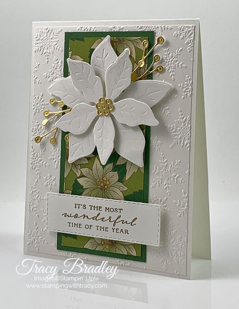 October 2020 - Stamping With Tracy Stampin Up Weihnachten, Poinsettia Cards, Stamped Christmas Cards, Homemade Christmas Cards, Stampin Up Christmas Cards, Christmas Card Crafts, Christmas Poinsettia, Embossed Cards, Stampin Up Christmas