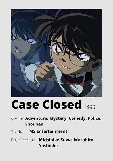 Case Closed Anime, Anime Watchlist, Anime Detective, Cards Poster, Poster Information, Anime Minimalist Poster, Anime English, Movie Card, Anime Journal