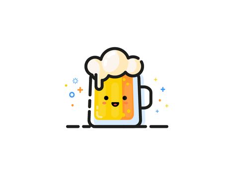 Beer  by Sylvain Drolet Beer Doodle, Flat Design Ideas, Beer Drawing, Beer Tattoos, Pub Ideas, Beer Illustration, October Fest, Rick And Morty Poster, Highlights Instagram