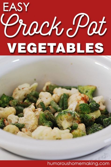 These easy roasted veggies are great for those days with it's too hot to turn on the oven but you still want yummy vegetables for dinner. Let the crockpot do all the work for you. Veggies In Crockpot, Crockpot Vegetables, Crockpot Veggies, Crock Pot Vegetables, Healthy Crockpot, Frozen Veggies, Chicken Crockpot Recipes, Camping Food, Crockpot Recipes Easy