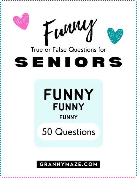 Buy the Funny True or False Questions Game now @grannymaze Senior Tips, Funny Trivia Questions, Brain Workout, True Or False Questions, Tea Party Games, False Facts, Alzheimer Care, Elderly Activities, Thanksgiving Craft