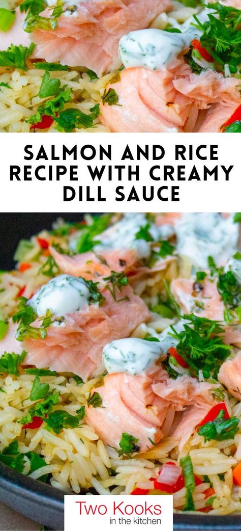 Dill Rice, Dill Sauce For Salmon, Veggie Rice, Lemon Dill Sauce, Creamy Dill Sauce, Sauce For Salmon, Sauce For Rice, Lemon Salmon, Shrimp And Rice