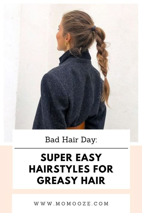 Stay stylish and gorgeous even on your bad hair day with these super easy hairstyles for greasy hair. Casual Styles For Long Hair, No Fly Aways Hair, Greasy Hair Gym Hairstyles, Quick Hairstyles Medium Length, Simple Morning Hairstyles, Everyday Updos For Fine Hair, Simple Hairstyles For Medium Hair Updo, Quick And Easy Hairstyles For Frizzy Hair, Up Dos For Long Hair Dirty