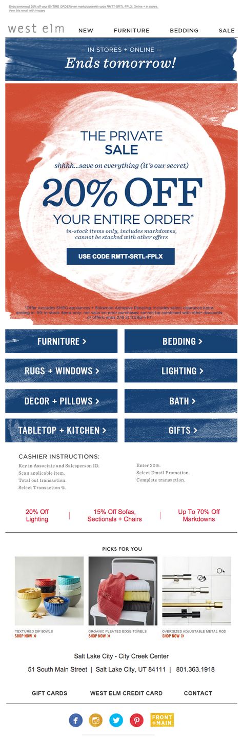 West Elm President's Day email 2015 Marketing Ads, Window Light, Presidents Day, Beds For Sale, Kitchen Gifts, Email Design, West Elm, New Furniture, Ui Design