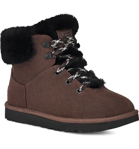 UGG® Classic Mini Alpine Boot (Women) | Nordstrom Ugg Classic Mini, Lace Up Booties, Ugg Classic, Brown Ankle Boots, Cool Boots, Classic Mini, Shoes Booties, Lace Boots, Womens Uggs