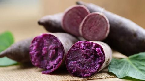 What Are Purple Sweet Potatoes And What Are The Best Ways To Cook Them? Hawaiian Luau Food, Okinawan Sweet Potato, Sweet Potato Powder, Luau Food, Purple Sweet Potato, Purple Yam, Potato Snacks, Sweet Potato Breakfast, Purple Sweet Potatoes