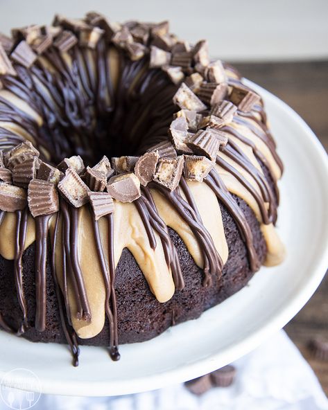 Chocolate Peanut Butter Bundt Cake Chocolate Peanut Butter Bundt Cake, Peanut Butter Bundt Cake, Butter Bundt Cake, Bundt Cake Mix, Cake With Chocolate Ganache, Chocolate Peanut Butter Cake, Mini Bundt Cakes, Chocolate And Peanut Butter, Peanut Butter Cake