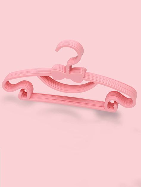 Pink  Collar  Plastic   Embellished   Household Cleaning Kids Hangers, Plastic Hangers, Hanger Rack, Pink Collar, Pink Collars, Bow Design, Pink Bow, Cute Pink, Cleaning Household