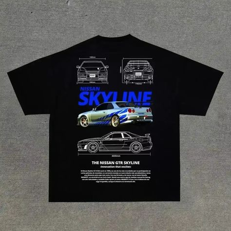 Casual Cotton Classic Fashion Design Car letter pattern print T-shirt O-neck short-sleeved summer Gothic Couple, Car Letter, Y2k Tops, American Gothic, Nissan Gtr Skyline, Retro Shorts, Streetwear Tops, Retro Men, Men T Shirt