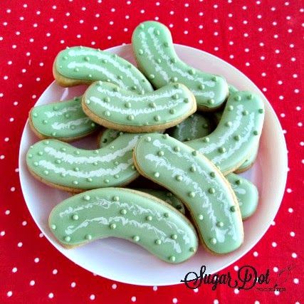 Sugar Dot Cookies: Pickle Sugar Cookies Winter Sugar Cookies, Dot Cookies, Dessert Platters, Decorate Sugar Cookies, Sugar Cookies With Royal Icing, Dill Pickle Recipe, Winter Cookies, Dessert Platter, Winter Cookie