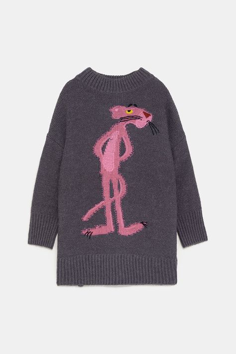 Animated Clothing, Zara Store, Pink Panther, Pink Panthers, Christmas Knitting, Zara Tops, Panther, Knit Cardigan, Knit Dress