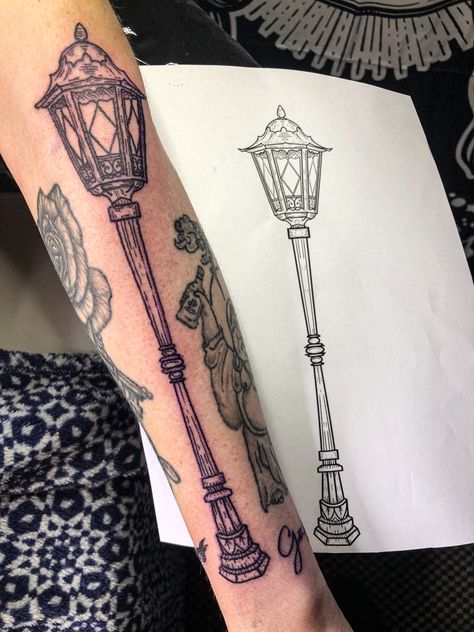 Kerosene Lamp Tattoo, Gaslight Tattoo, Light Post Tattoo, Street Lamp Tattoo, Street Light Tattoo, Lamppost Tattoo, Streetlight Tattoo, Lamp Post Tattoo, Oil Lamp Tattoo