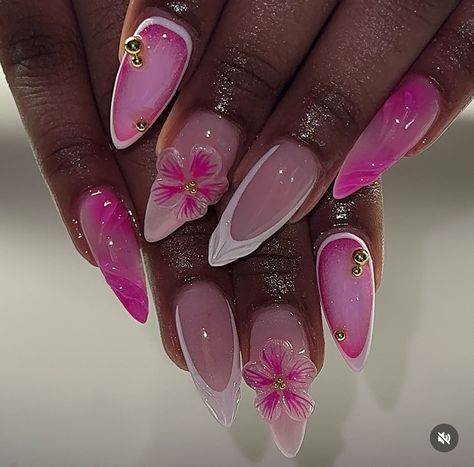 Pink Almond Acrylic Nails, Matted Nails, Almond Acrylic Nails Designs, Acrylic Nail Designs Coffin, Claw Nails, Girly Acrylic Nails, Summery Nails, French Tip Acrylic Nails, Almond Nails Designs