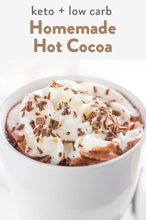 This keto hot chocolate mix recipe is so easy to make for a dessert drink for warming up. Extra creamy by using heavy cream and with a dairy free option. This sugar free homemade recipe and also uses almond milk for a base to keep it not only low carb but low in calories as well! Keto Hot Chocolate Mix Recipe, Keto Hot Chocolate Recipe, Keto Hot Chocolate, Sugar Free Whipped Cream, Low Carb Cupcakes, Hot Chocolate Mix Recipe, Homemade Hot Cocoa, Keto Chocolate Cake, Keto Drinks