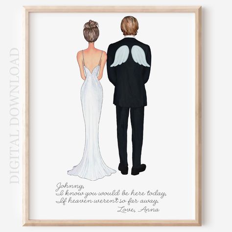 Brother & Friend of the Bride Personalized Memorial Portrait Gift Idea for Wedding Day, In Memory of My Brother, Bride Brother Memorial Gift by TheGreyAnchor on Etsy In Memory Of My Brother, Brother Memorial, Gift Idea For Wedding, Idea For Wedding, Bride Personalized, Memorial Portrait, My Brother, Memorial Gifts, Wedding Portraits