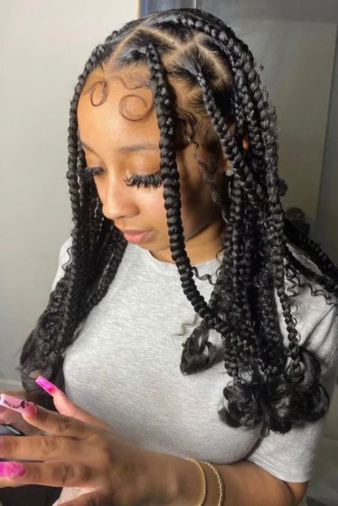 Coi Leray Braids With Curls, Coi Braids, Coi Leary, Leray Braids, Coi Leray Braids, Coi Leray, Cute Box Braids, Short Box Braids Hairstyles, Goddess Braids Hairstyles