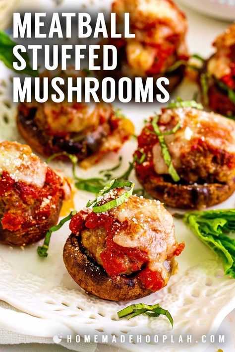 Meatball Stuffed Mushrooms, Best Stuffed Mushrooms, Portabella Mushrooms Recipes, Mushroom Meatballs, Mushroom Sandwich, Mushroom Recipes Healthy, Cheese Stuffed Mushrooms, Mushroom Casserole, How To Make Meatballs