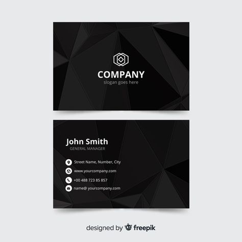 Black business card template, front and ... | Free Vector #Freepik #freevector #business-card #business #abstract #card Black Business Card, Card Business, Company Slogans, Graphic Editing, Black Business, Business Card Template, Back Design, Card Template, Premium Vector