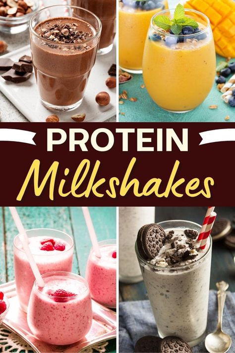 Thick, creamy, smooth, and delicious, these protein milkshakes are the best way to fuel up for the gym or recuperate after a hard session with the weights. Protein Shake Milkshake, High Protein Milkshake, Protein Milkshake Recipe, Protein Powder Recipes Shakes, Pumpkin Pie Protein Shake, Pumpkin Pie Shake, Easy Protein Shakes, Homemade Protein Shakes, Malt Milkshake