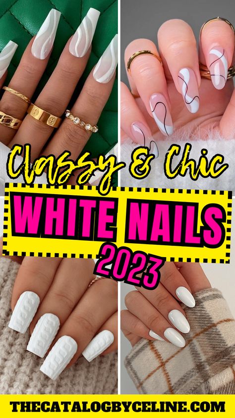 Chic & Classy White Nails to Slay this 2023 | White Nails 2023 | White Nail Ideas | White Nails White Nails 2023, Classy White Nails, Nail Ideas White, Nails Pink And White, Cut Dog Nails, Jersey Nails, White Nail Ideas, Nails Black And White, Milky White Nails