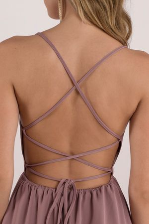 Sonya Strappy Skater Dress in Dark Rose - $98 | Tobi US Tied Back Dress, Criss Cross Back Dress, Strappy Back Dress, White Lace Skater Dress, Backless Homecoming Dresses, Simple Homecoming Dresses, Cross Back Dress, Tie Back Dress, Black Skater Dress