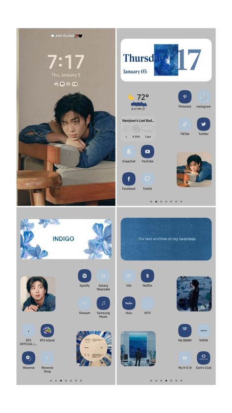 Android Layout, Indigo Rm, Lockscreen Themes, My Homescreen, Home Lock Screen, Android Theme, Iphone Home Screen Layout, Phone Inspiration, Iphone App Layout