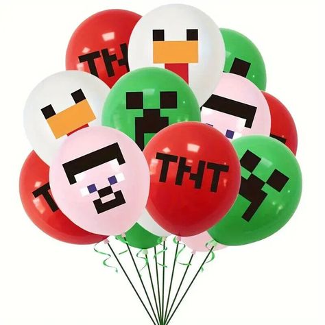 Celebrate your child's birthday with these fun and colourful Minecraft balloons! Perfect for any young gaming enthusiast, these oval-shaped balloons feature artist designed images of Minecraft characters and are sure to liven up any party. These disposable balloons come in packs of 10--20 and are suitable for both helium and air-filled use. Whether you're throwing a Minecraft-themed party or just looking for a fun way to decorate your child's special day, these balloons are the perfect addition to any celebration. So why not add a little excitement to your child's birthday with these fantastic Minecraft balloons? Minecraft Balloons, Boys Birthday Party Decorations, Minecraft Theme, Video Game Decor, Minecraft Birthday Party, Minecraft Birthday, Birthday Party Balloon, Minecraft Party, Theme Party Decorations