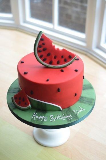 Watermelon Cake Design, Watermelon Cake Ideas, Cakes Cartoon, Boys Birthday Cakes, Watermelon Cakes, Summer Party Cake, Watermelon Cake Birthday, Cake Watermelon, Cake Themes