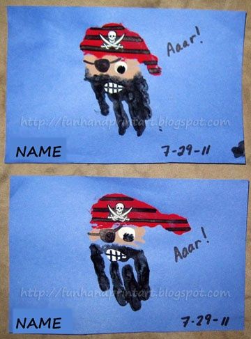 Handprint and Footprint Arts  Crafts: Handprint Pirate, Pirate Ship Snack,  Paint Book