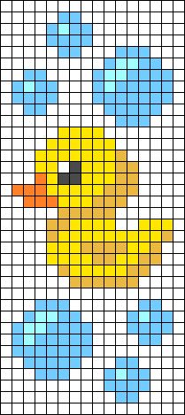 Duck Perler Beads, Rubber Duck Pixel Art, Duck Cross Stitch Pattern Free, Rubber Duck Perler Beads, Cross Stitch Ducks Pattern, Rubber Duck Cross Stitch, Rubber Duck Cross Stitch Pattern, Cross Stitch Patterns Keychain Duck, Perler Bead Mario