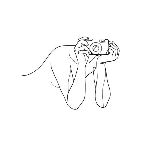 Camera Girl Aesthetic, Minimalism Artwork, Content Camera, Selfie Drawing, Minimal Girl, Camera Girl, Diy Canvas Art Easy, Art Content, Camera Drawing