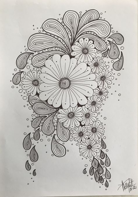 Doodling Flowers, Painting Objects, Modele Zentangle, Gond Painting, Zentangle Ideas, Zen Tangles, Zen Doodle Patterns, Zentangle Artwork, Zen Tangle