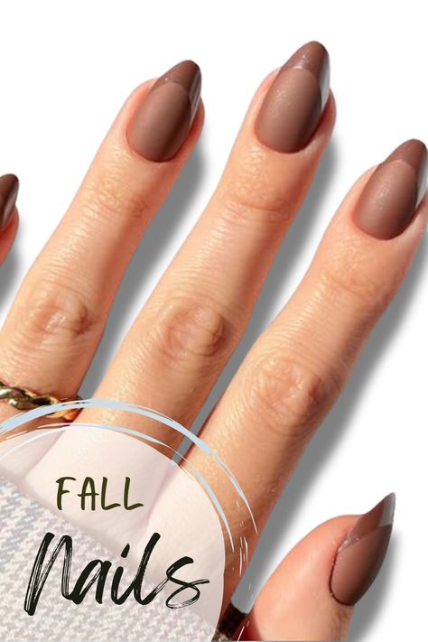 Fall nail inspiration! Snag these Glamnetic press ons from Amazon and get free and fast shipping with Prime!   #backtoschoolnails #dopenails #hardnails #acrylicnailset #backtoschoolnails #nailinspo #nailinspiration #nails #fall #datenightbeauty #backtoschooloutfits #funnails #dopenaildesigns #hardnails #fall #fallnails #augustnails #shortgelnails #elegantnaildesigns #simplenails Matte And Glossy French Nails, Matte Nails With Glossy Tips, Dark Brown Nails, Glamnetic Nails, Fall Nail Inspiration, August Nails, 2024 Nails, Back To School Nails, Acrylic Nail Set